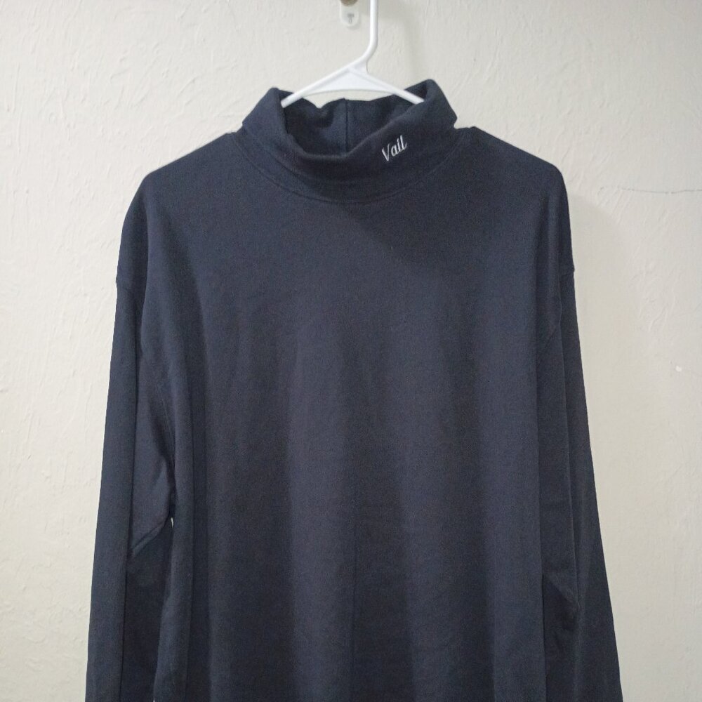 L.L. Bean Vail Men’s XL Mock Neck Shirt Black Long Sleeve Cotton
